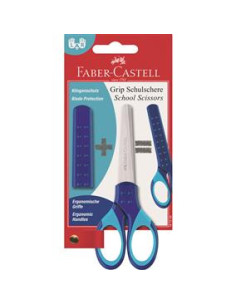 FC181549,Foarfeca scolara cu protectie grip albastra faber-castell