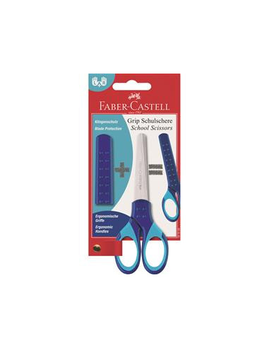 FC181549,Foarfeca scolara cu protectie grip albastra faber-castell