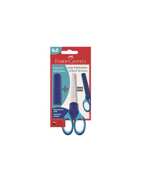 FC181549,Foarfeca scolara cu protectie grip albastra faber-castell