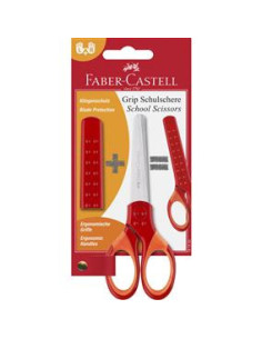 FC181550,Foarfeca scolara cu protectie grip rosie faber-castell