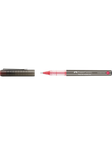 FC348221,Roller free ink needle 0.7mm rosu faber-castell