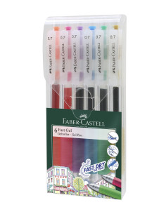 FC640908,Set 6 buc pix cu gel 0.7mm fast gel faber-castell