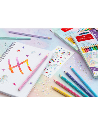 FC201542,Set promo creioane colorate 10+3 culori grip 2001 unicorni faber-castell FC201542,Set promo creioane colorate 10+3 culori grip 2001 unicorni faber-castell