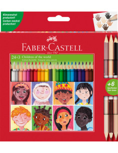 FC511515,Creioane colorate 24+3 cr. bicolore piele children of the world faber-castell