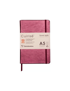 CAI201,Notebook cu copertă tare din piele Cuirise, A5, Clairefontaine Cherry