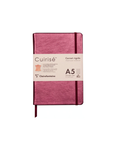 CAI201,Notebook cu copertă tare din piele Cuirise, A5, Clairefontaine Cherry