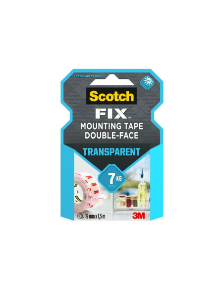 BAD085,Bandă dublu adezivă transparentă pentru montare, 19 mm x 1.5 m, Scotch-Fix™