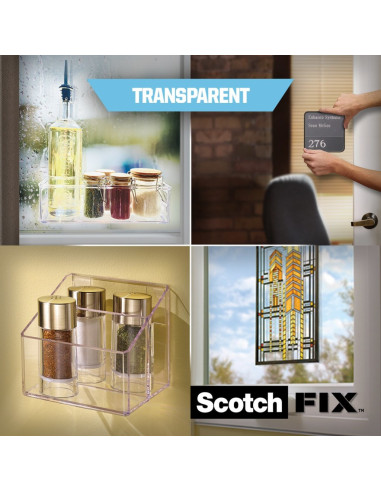 BAD085,Bandă dublu adezivă transparentă pentru montare, 19 mm x 1.5 m, Scotch-Fix™