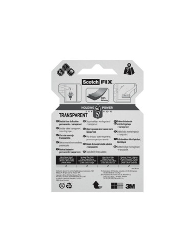 BAD085,Bandă dublu adezivă transparentă pentru montare, 19 mm x 1.5 m, Scotch-Fix™