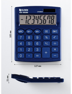 CAL034,Calculator de birou 8 digiți, 120 x 105 x 21 mm, Eleven SDC-805 Albastru 2