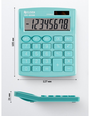 CAL034,Calculator de birou 8 digiți, 120 x 105 x 21 mm, Eleven SDC-805 Verde