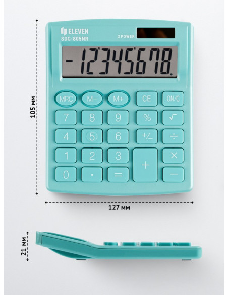 CAL034,Calculator de birou 8 digiți, 120 x 105 x 21 mm, Eleven SDC-805 Verde