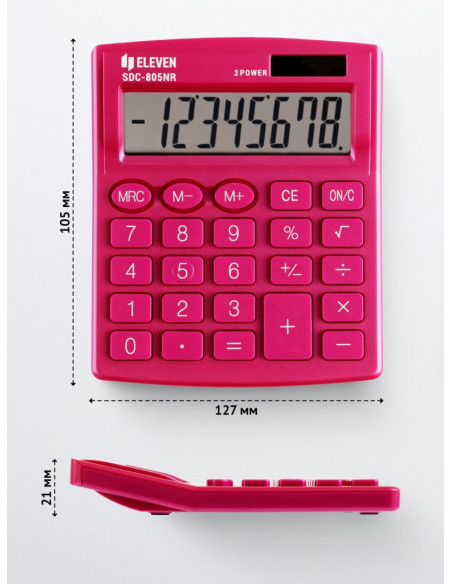 CAL034,Calculator de birou 8 digiți, 120 x 105 x 21 mm, Eleven SDC-805 Roz
