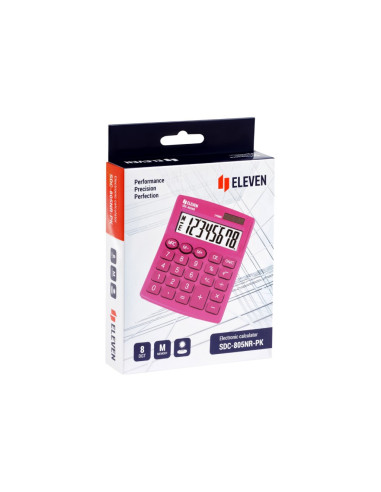 CAL034,Calculator de birou 8 digiți, 120 x 105 x 21 mm, Eleven SDC-805 Roz