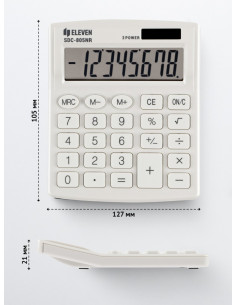 CAL034,Calculator de birou 8 digiți, 120 x 105 x 21 mm, Eleven SDC-805 Alb 2