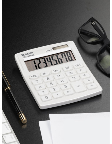 CAL034,Calculator de birou 8 digiți, 120 x 105 x 21 mm, Eleven SDC-805 Alb