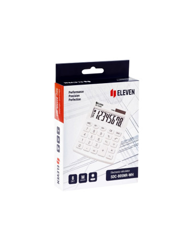 CAL034,Calculator de birou 8 digiți, 120 x 105 x 21 mm, Eleven SDC-805 Alb