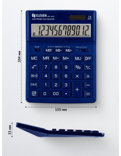 CAL042,Calculator de birou 12 digiți, 204 x 155 x 33 mm, Eleven SDC-444XR Albastru 2