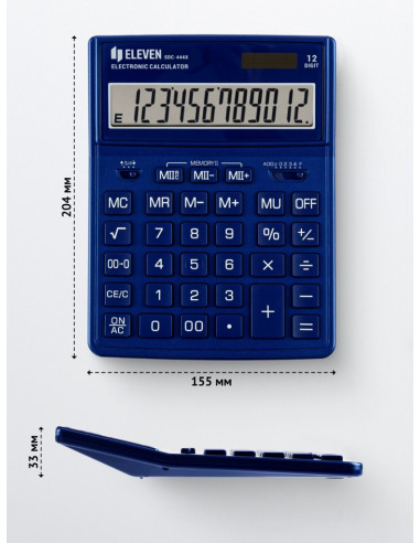 CAL042,Calculator de birou 12 digiți, 204 x 155 x 33 mm, Eleven SDC-444XR Albastru