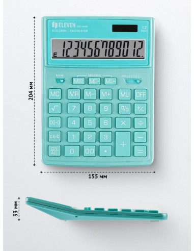 CAL042,Calculator de birou 12 digiți, 204 x 155 x 33 mm, Eleven SDC-444XR Verde