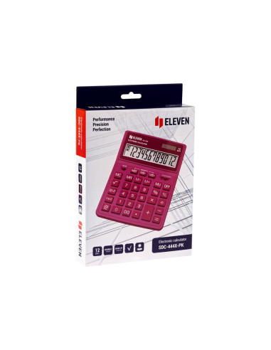 CAL042,Calculator de birou 12 digiți, 204 x 155 x 33 mm, Eleven SDC-444XR Roz CAL042,Calculator de birou 12 digiți, 204 x 155 x 33 mm, Eleven SDC-444XR Roz