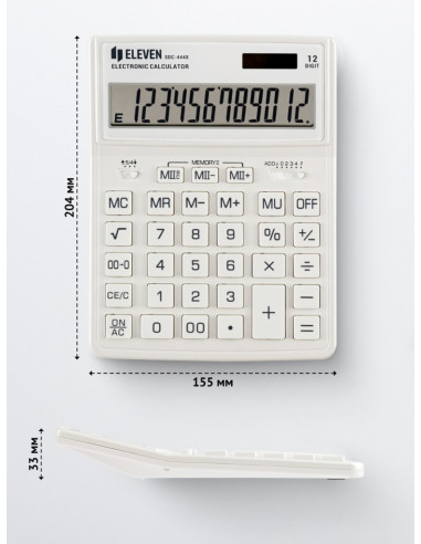 CAL042,Calculator de birou 12 digiți, 204 x 155 x 33 mm, Eleven SDC-444XR Alb