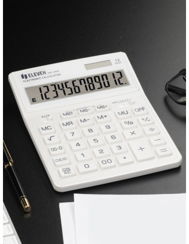 CAL042,Calculator de birou 12 digiți, 204 x 155 x 33 mm, Eleven SDC-444XR Alb