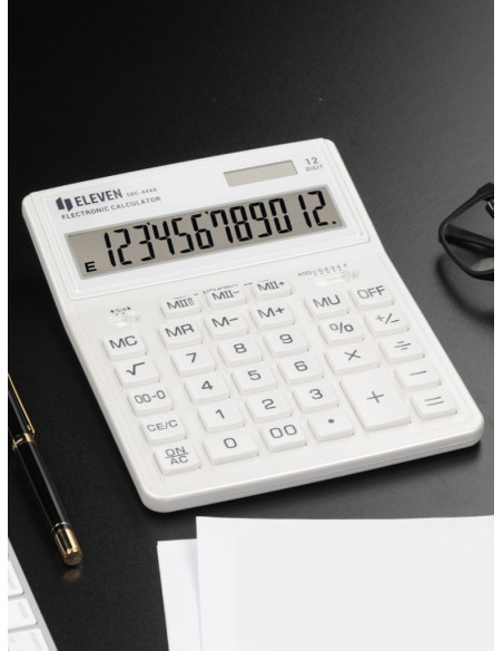 CAL042,Calculator de birou 12 digiți, 204 x 155 x 33 mm, Eleven SDC-444XR Alb