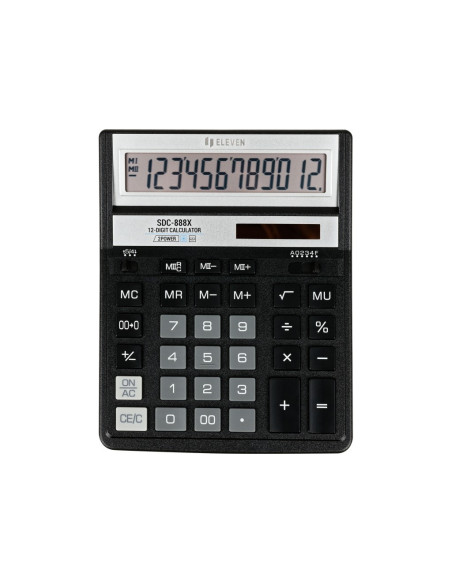CAL044,Calculator de birou 12 digiți, 203 x 158 x 31 mm, Eleven SDC-888X-BK