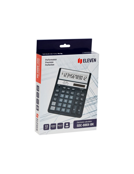 CAL044,Calculator de birou 12 digiți, 203 x 158 x 31 mm, Eleven SDC-888X-BK
