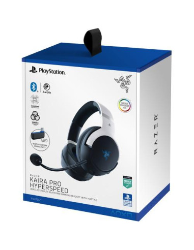 RZ04-04030200-R3G1,Casti cu microfon Razer Kaira Pro HyperSpeed - Playstation Licensed, Bluetooth/USB-C, Black-White