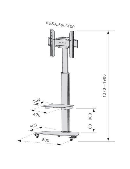 ICA-TR3WH,Stand TV/LCD/LED, profesional, aluminiu, Techly, 37- 70, Reglabil, Rafturi incluse, 40 kg, Alb ICA-TR3WH 108910 "ICA-T