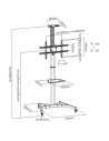 ICA-TR46,Stand TV mobil pe roti, raft pentru dispozitive multimedia, 37 - 70 inch, reglabil, TECHLY, negru, ICA-TR46 "ICA-TR46"