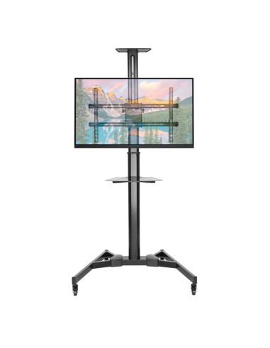 ICA-TR46,Stand TV mobil pe roti, raft pentru dispozitive multimedia, 37 - 70 inch, reglabil, TECHLY, negru, ICA-TR46 "ICA-TR46"