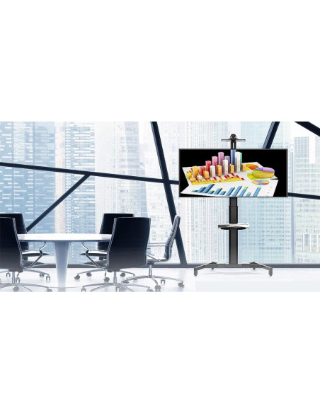 ICA-TR46,Stand TV mobil pe roti, raft pentru dispozitive multimedia, 37 - 70 inch, reglabil, TECHLY, negru, ICA-TR46 "ICA-TR46"
