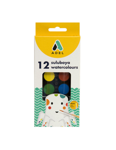 AD2290932,Acuarele 12 culori 30mm + pensula adel