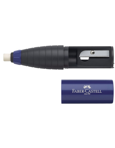 FC184401,Ascutitoare cu radiera rosie/albastra faber-castell