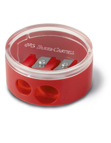 FC185418,Ascutitoare plastic dubla cu container twist off rosie/albastra