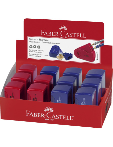 FC182701,Ascutitoare plastic dubla sleeve rosie/albastra faber-castell