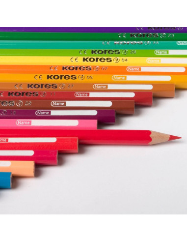 KO93312,Creioane colorate 12 culori + ascutitoare triunghiulare kores