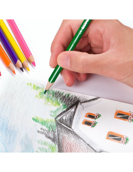 KO93312,Creioane colorate 12 culori + ascutitoare triunghiulare kores