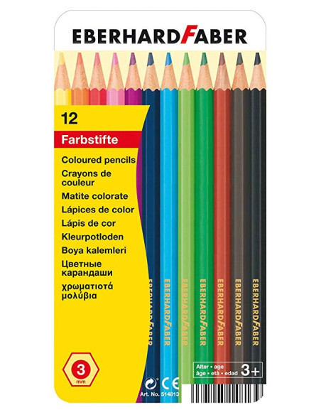 EF514813,Creioane colorate 12 culori cutie metal eberhard faber