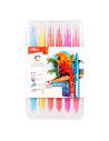 DLEC15112,Carioci cu varf pensula 12 culori cutie plastic deli