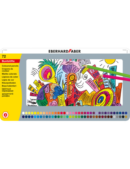 EF514872,Creioane colorate 72 culori cutie metal eberhard faber