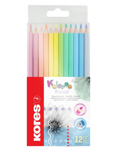 KO93311,Creioane colorate 12 culori pastel kores