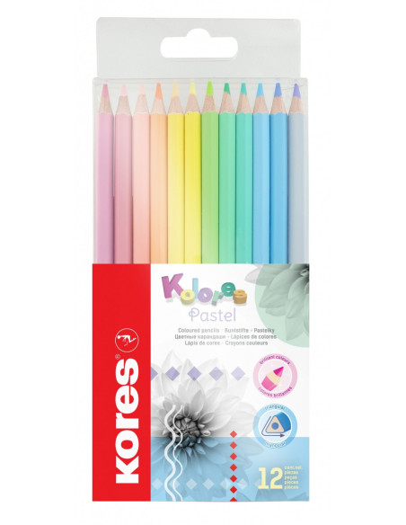 KO93311,Creioane colorate 12 culori pastel kores