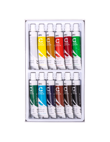 DLEC1212,Culori acrilice 12 culori 12ml deli