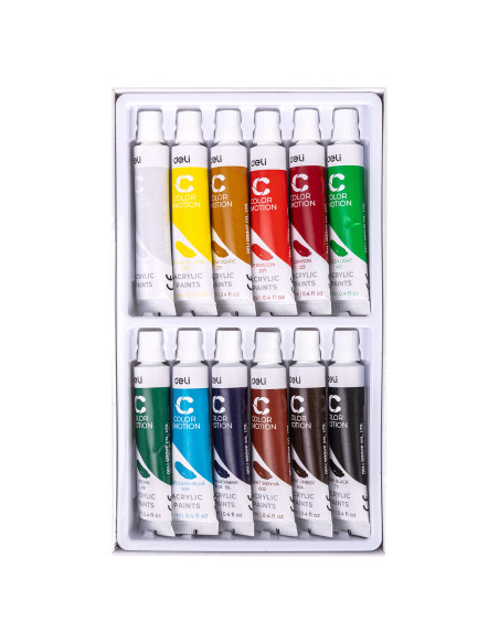 DLEC1212,Culori acrilice 12 culori 12ml deli