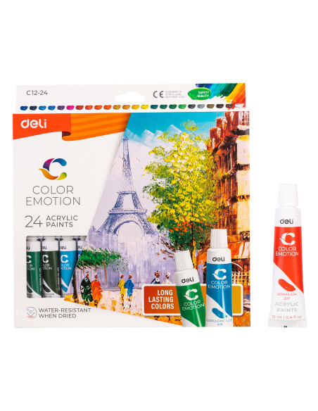 DLEC1224,Culori acrilice 24 culori 12ml deli
