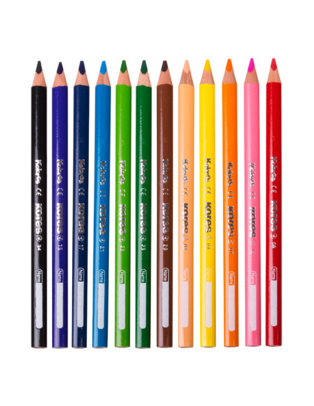 KO93524,Creioane colorate 24 culori + ascutit. triunghiulare jumbo kores